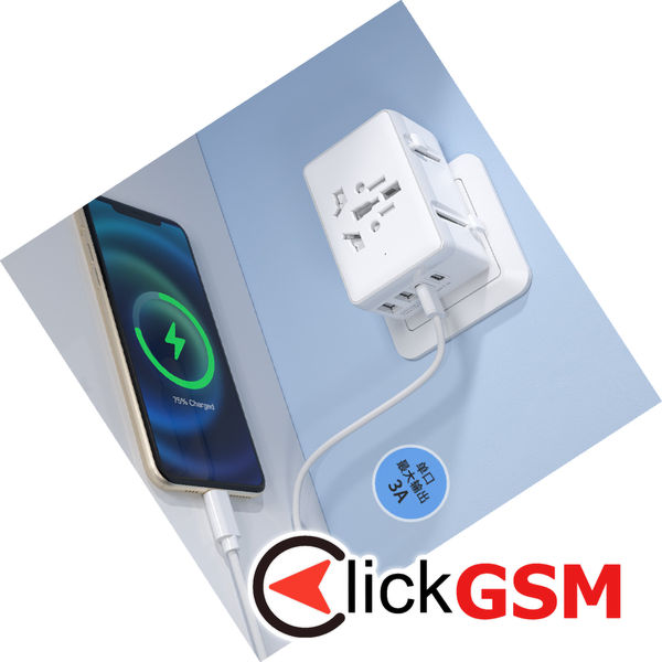 Techsuit - Travel Adapter (HHT203A) - PD20W, 2 x USB, 2 x Type-C, EU, UK, AUS, US - White