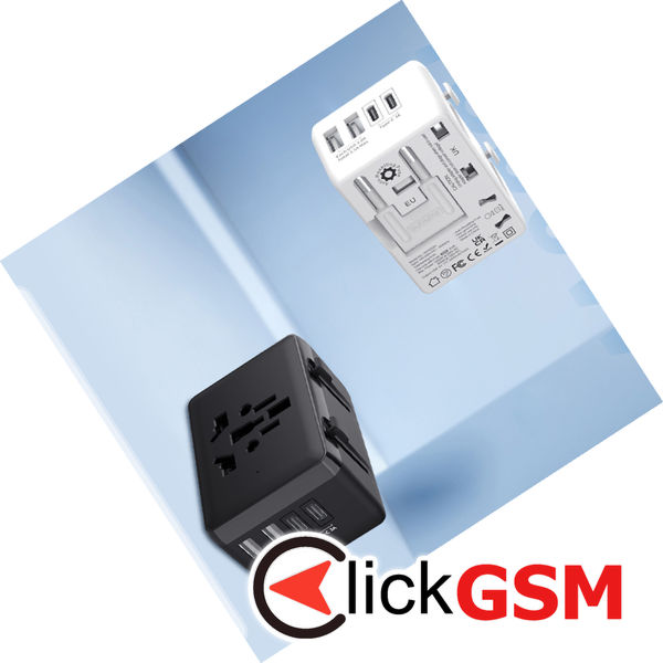 Techsuit - Travel Adapter (HHT203A) - PD20W, 2 x USB, 2 x Type-C, EU, UK, AUS, US - White