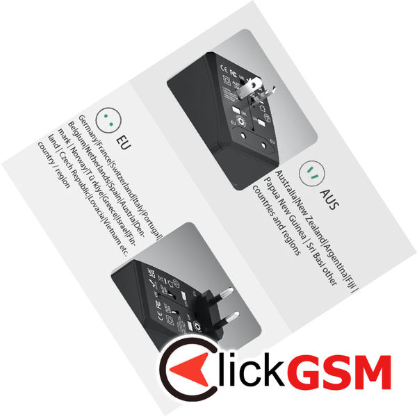 Techsuit - Travel Adapter (HHT904) - PD30W, 3 x USB, Type-C, EU, UK, AUS, US - White