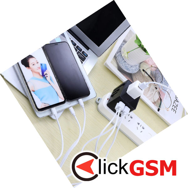 Techsuit - Travel Adapter (HHT520) - 3 x USB, Type-C, EU, UK, AUS, US - Black