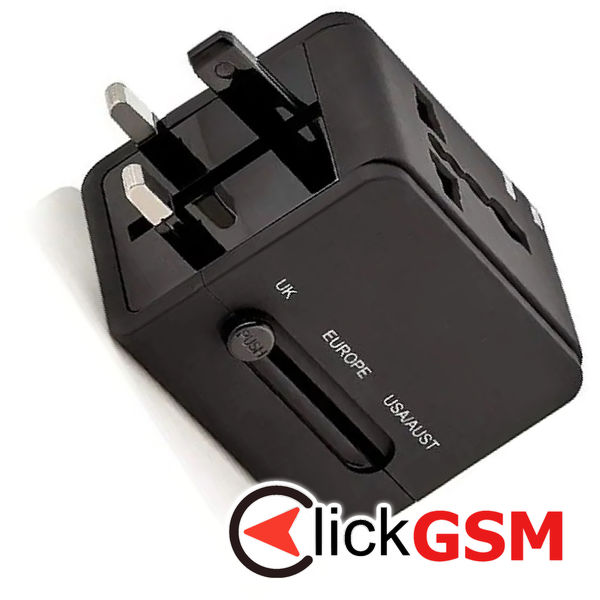 Techsuit - Travel Adapter (HHT148) - PD20W, QC, USB, Type-C, EU, UK, AUS, US - Black