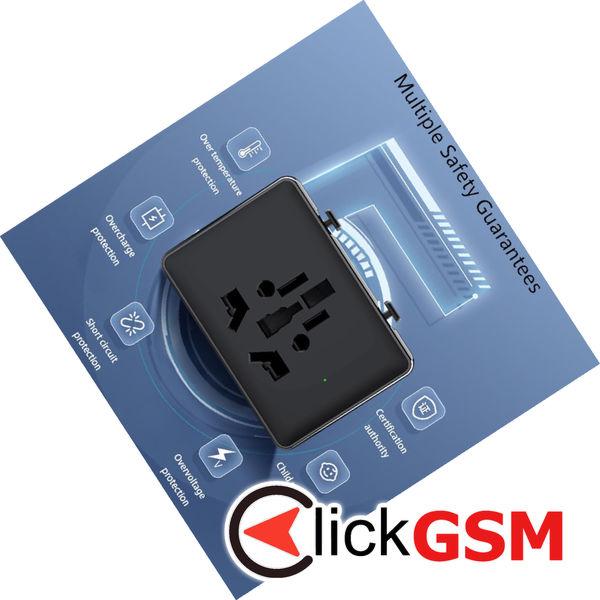 Techsuit - Travel Adapter (HHt204A) - 15W, 2xUSB-C, 2xUSB, EU to UK, AUS, US - White