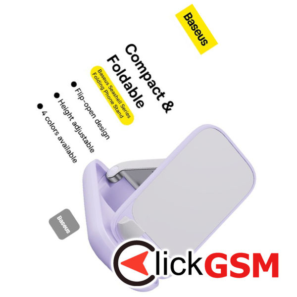 Baseus - Desk Holder Seashell Series (B10551501511-00) - with Make-up Mirror, Foldable, Height Adjustable - Nebula Purple