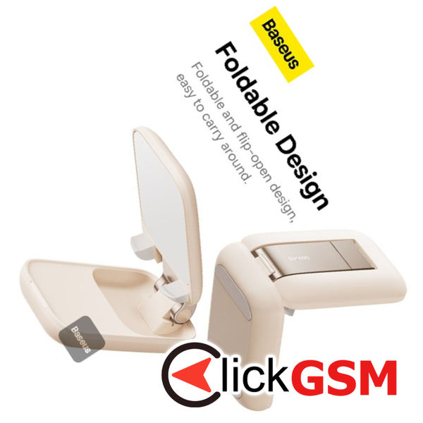 Baseus - Desk Holder Seashell Series (B10551501411-00) - with Make-up Mirror, Foldable, Height Adjustable - Beige