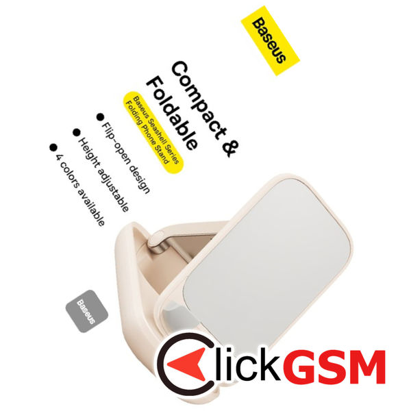 Baseus - Desk Holder Seashell Series (B10551501411-00) - with Make-up Mirror, Foldable, Height Adjustable - Beige
