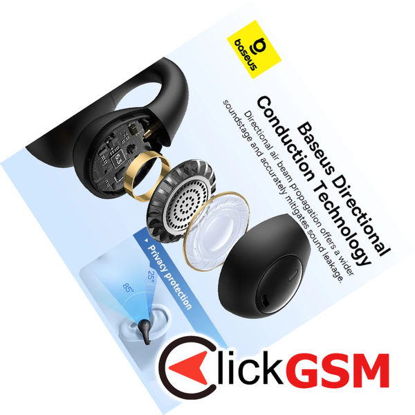 Baseus - Wireless Earbuds AirGo AS01 (A00069101223-00) - for Sports, Bluetooth 5.3, Noise Reduction, 2-Mic ENC - White