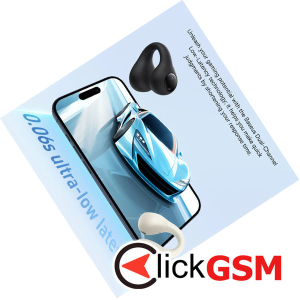 Baseus - Wireless Earbuds AirGo AS01 (A00069101223-00) - for Sports, Bluetooth 5.3, Noise Reduction, 2-Mic ENC - White