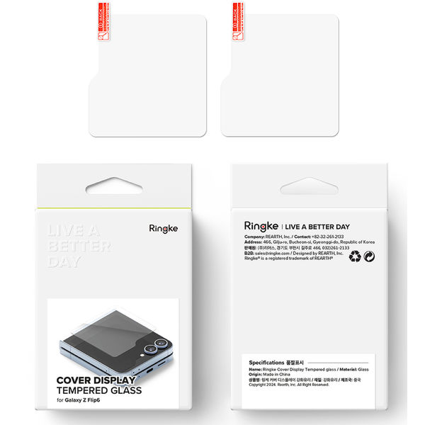 Ringke - Cover Display Tempered Glass (2 pack) - Samsung Galaxy Z Flip6 - Clear
