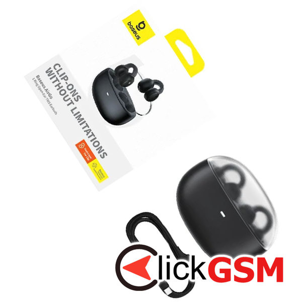 Baseus - Wireless Earbuds AirGo 1 Ring (A00069201223-00) - Bluetooth 5.3, TWS, Open-Ear Clip Design - Stellar White