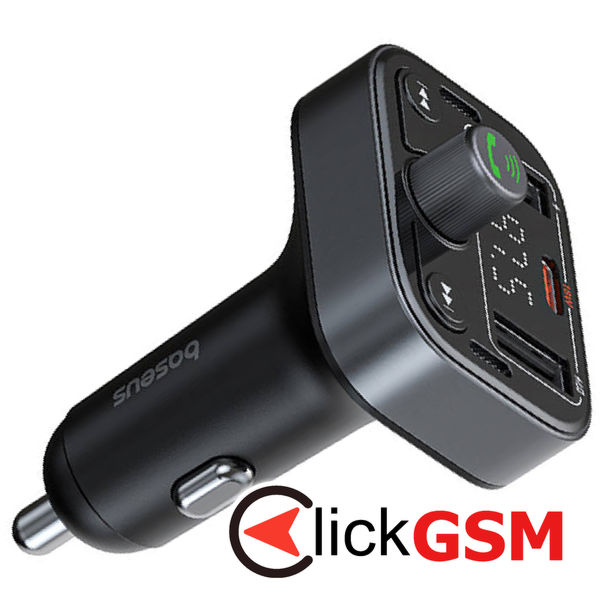 Baseus - FM Modulator and Car Charger S-09 Pro (C10762200113-00) - 2x USB, Type-C, Bluetooth 5.3, Digital Display - Black