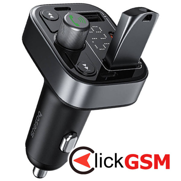 Baseus - FM Modulator and Car Charger S-09 Pro (C10762200113-00) - 2x USB, Type-C, Bluetooth 5.3, Digital Display - Black