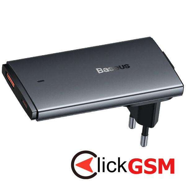 Baseus - Wall Charger (CCGP150113) - GaN5 Pro Flat Design, USB, Type-C, with UE and UK Plug, Cable Type-C - Grey