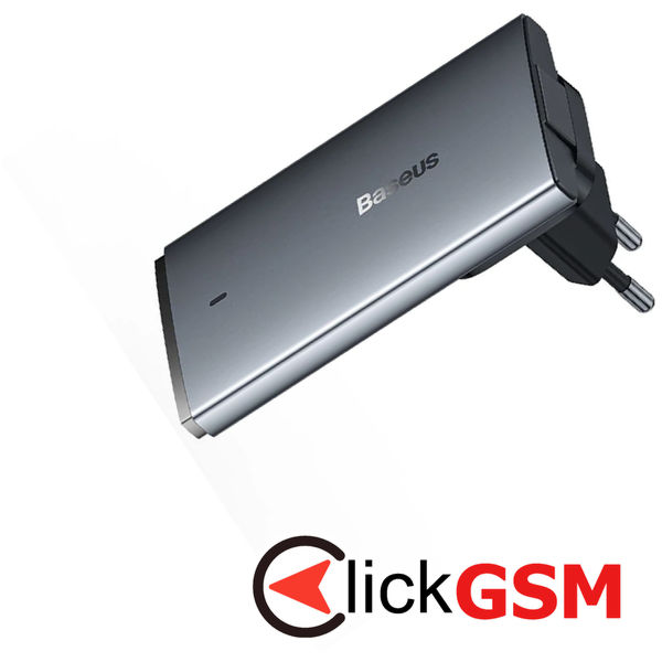 Baseus - Wall Charger (CCGP150113) - GaN5 Pro Flat Design, USB, Type-C, with UE and UK Plug, Cable Type-C - Grey