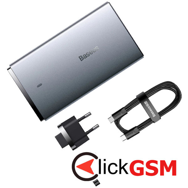 Baseus - Wall Charger (CCGP150113) - GaN5 Pro Flat Design, USB, Type-C, with UE and UK Plug, Cable Type-C - Grey