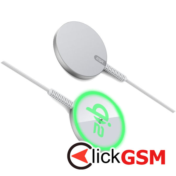 ESR - Mini Magnetic Wireless Charger HaloLock Qi2 - MagSafe Compatible, 15W, with Type-C Cable, 1.5m - Silver