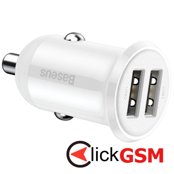 Baseus - Car Charger (CCALLP-02) - 2x USB, Mini Appearance, 4.8A - White