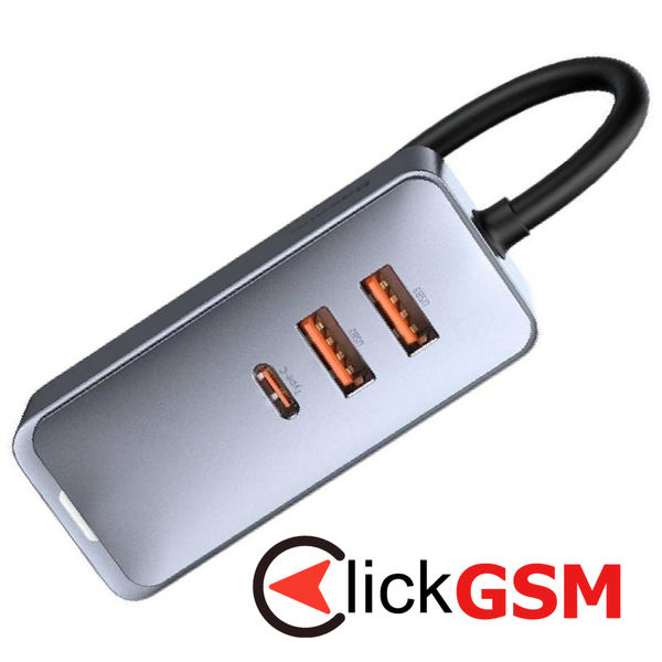 Baseus - Car Charger Share Together (CCBT-B0G) - Port Extension, 3x USB, Type-C, Fast Charging, 120W - Gray