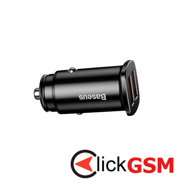 Baseus - Car Charger Square Metal Series (CCALL-DS01) - 2x USB, Quick Charge 3.0, SCP, AFC, 30W - Black