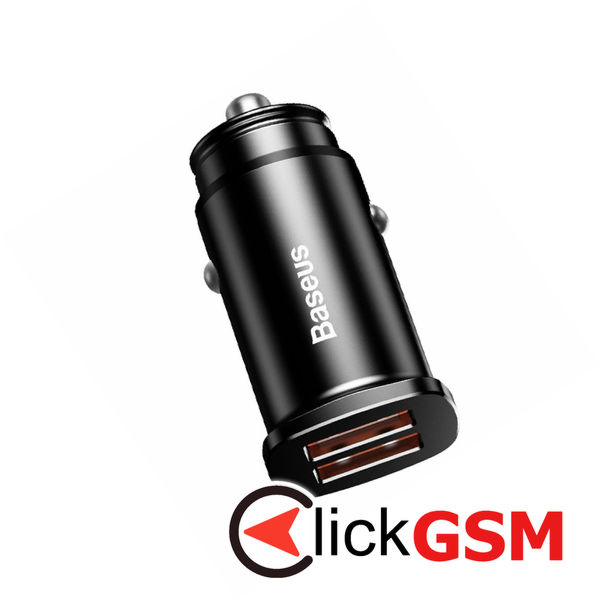 Baseus - Car Charger Square Metal Series (CCALL-DS01) - 2x USB, Quick Charge 3.0, SCP, AFC, 30W - Black