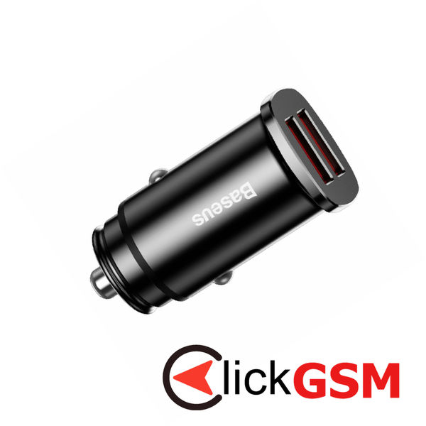 Baseus - Car Charger Square Metal Series (CCALL-DS01) - 2x USB, Quick Charge 3.0, SCP, AFC, 30W - Black