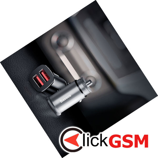 Baseus - Car Charger Square Metal Series (CCALL-DS01) - 2x USB, Quick Charge 3.0, SCP, AFC, 30W - Black