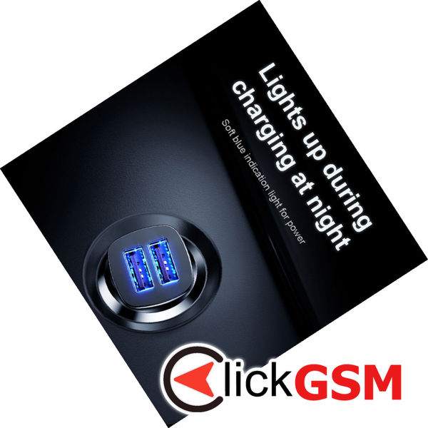 Baseus - Car Charger Square Metal Series (CCALL-DS01) - 2x USB, Quick Charge 3.0, SCP, AFC, 30W - Black