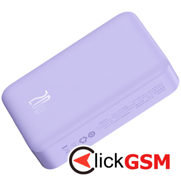 Baseus - Power Bank Mini (PPCX150005) - Type-C, MagSafe Charging, 20W, 20000mAh, with Cable Type-C, 30cm - Purple