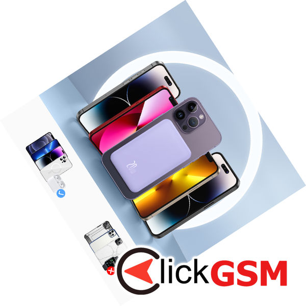 Baseus - Power Bank Mini (P10022107513-00) - Type-C, MagSafe Charging, 20W, 5000mAh, with Cable Type-C, 30cm - Purple