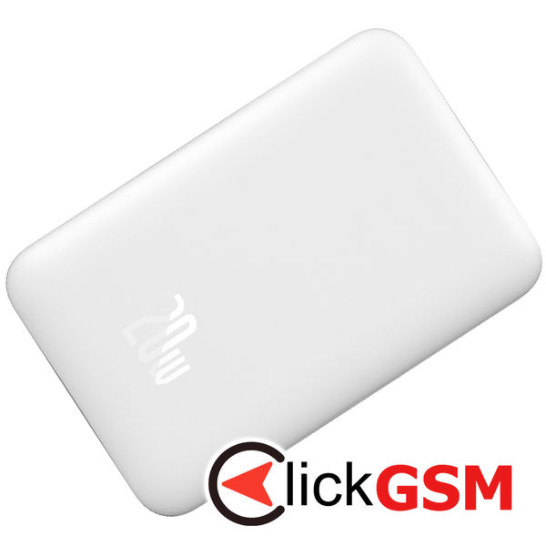 Baseus - Power Bank Magnetic Mini (PPCX070002) - USB-C, MagSafe, 10000mAh, 20W, with Cable Type-C, 60W, 30cm - White