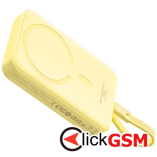 Baseus - Power Bank Magnetic Mini (P1002210BY23-00) - MagSafe, 2x USB-C, Lightning, 30W, 10000mAh - Yellow