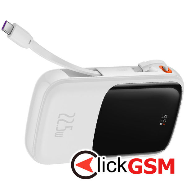 Baseus - Power Bank Qpow Pro (PPQD020102) - Lightning, 2x Type-C, USB, 22.5W, 10000mAh, Cable Type-C, 3A, 30cm - White