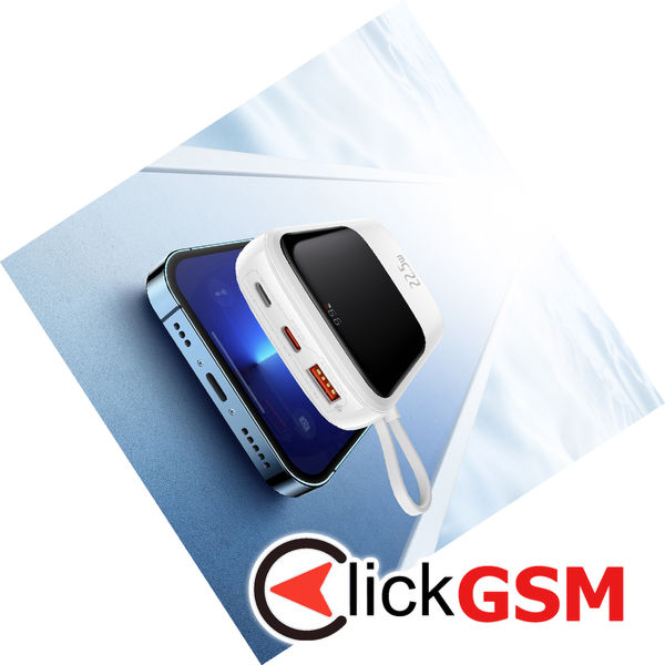 Baseus - Power Bank Qpow Pro (PPQD020102) - Lightning, 2x Type-C, USB, 22.5W, 10000mAh, Cable Type-C, 3A, 30cm - White