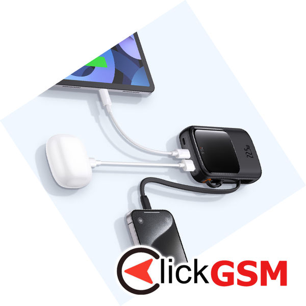 Baseus - Power Bank Qpow Pro+ (P10067101113-00) - Lightning, 2xType-C, USB, 22.5W, Fast Charge, 10000mAh, Cable USB-C - Black