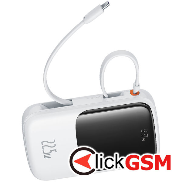 Baseus - Power Bank Qpow Pro+ (P10067101213-00) - Lightning, 2x Type-C, USB, 22.5W, 10000mAh, Cable Type-C - White