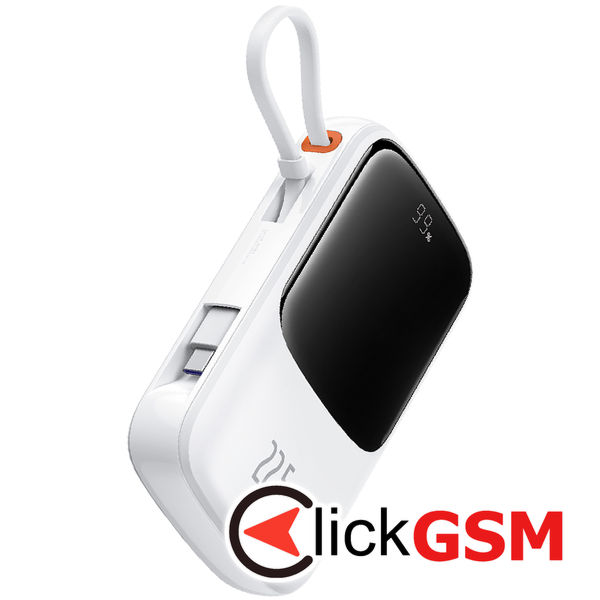 Baseus - Power Bank Qpow Pro+ (P10067101213-00) - Lightning, 2x Type-C, USB, 22.5W, 10000mAh, Cable Type-C - White