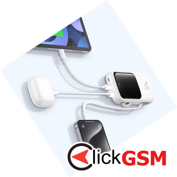 Baseus - Power Bank Qpow Pro+ (P10067101213-00) - Lightning, 2x Type-C, USB, 22.5W, 10000mAh, Cable Type-C - White