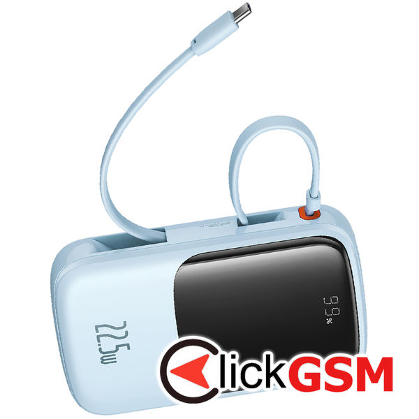 Baseus - Power Bank Qpow Pro+ (P10067101313-00) - Lightning, 2x Type-C, USB, 22.5W, 10000mAh, Cable Type-C - Blue