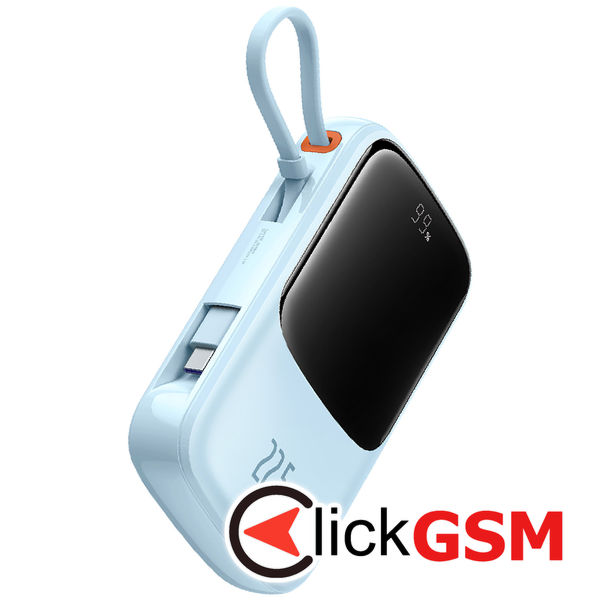 Baseus - Power Bank Qpow Pro+ (P10067101313-00) - Lightning, 2x Type-C, USB, 22.5W, 10000mAh, Cable Type-C - Blue