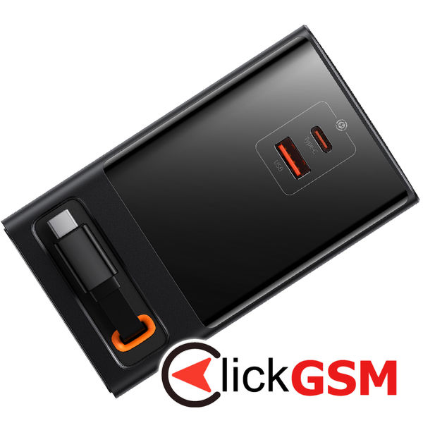 Baseus - Wall Charger PowerCombo Digital PowerStrip (PSLR000101) - 3xAC, USB, Type-C with Type-C Cable, 65W, US Plug - Black