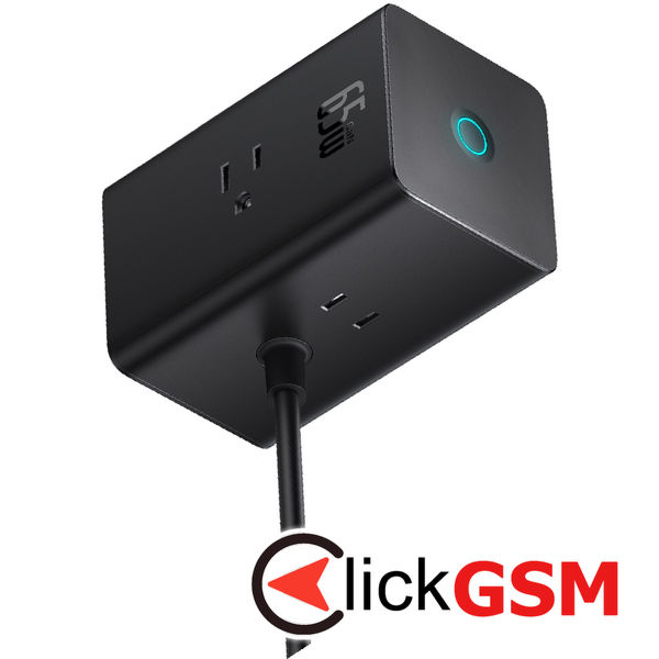 Baseus - Wall Charger PowerCombo Digital PowerStrip (PSLR000101) - 3xAC, USB, Type-C with Type-C Cable, 65W, US Plug - Black