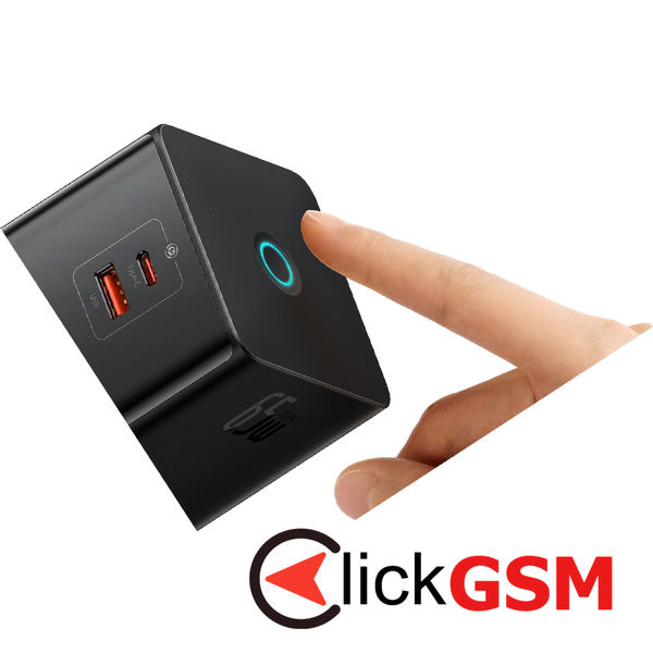 Baseus - Wall Charger PowerCombo Digital PowerStrip (PSLR000101) - 3xAC, USB, Type-C with Type-C Cable, 65W, US Plug - Black