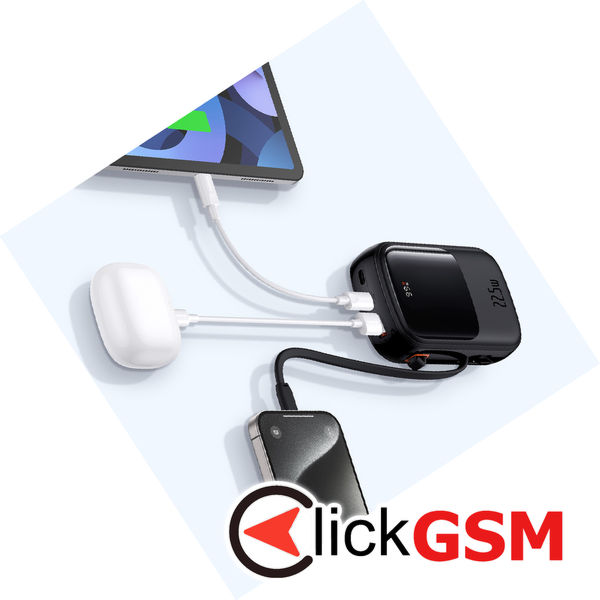 Baseus - Power Bank Qpow Pro+ (P10067103113-00) - Lightning, 2x Type-C, USB, 22.5W, 20000mAh, Cable Type-C - Black