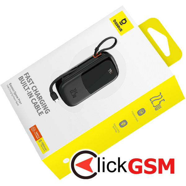 Baseus - Power Bank Qpow Pro+ (P10067103113-00) - Lightning, 2x Type-C, USB, 22.5W, 20000mAh, Cable Type-C - Black