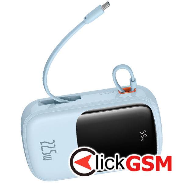 Baseus - Power Bank Qpow Pro+ (P10067103313-00) - Lightning, 2x Type-C, USB, 22.5W, 20000mAh, Cable Type-C - Blue