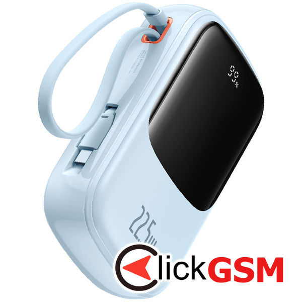 Baseus - Power Bank Qpow Pro+ (P10067103313-00) - Lightning, 2x Type-C, USB, 22.5W, 20000mAh, Cable Type-C - Blue