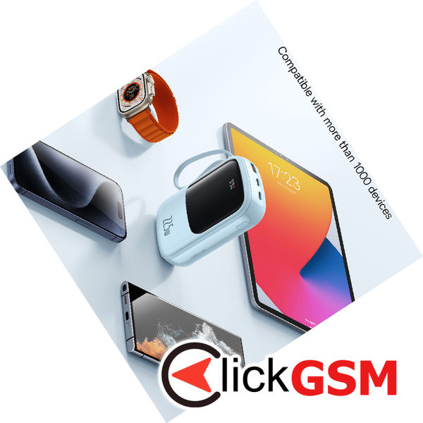 Baseus - Power Bank Qpow Pro+ (P10067103313-00) - Lightning, 2x Type-C, USB, 22.5W, 20000mAh, Cable Type-C - Blue