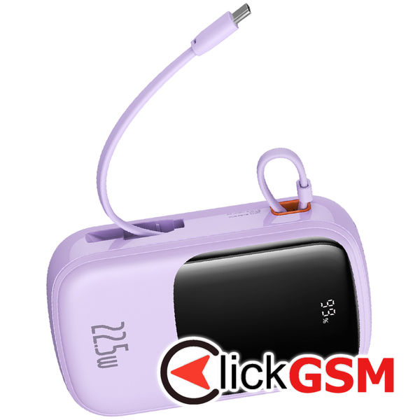 Baseus - Power Bank Qpow Pro+ (P10067103513-00) - Lightning, 2x Type-C, USB, 22.5W, 20000mAh, Cable Type-C - Purple