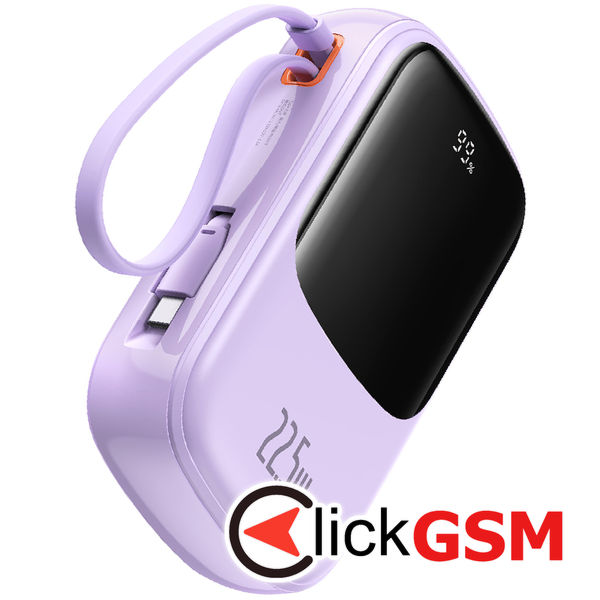 Baseus - Power Bank Qpow Pro+ (P10067103513-00) - Lightning, 2x Type-C, USB, 22.5W, 20000mAh, Cable Type-C - Purple