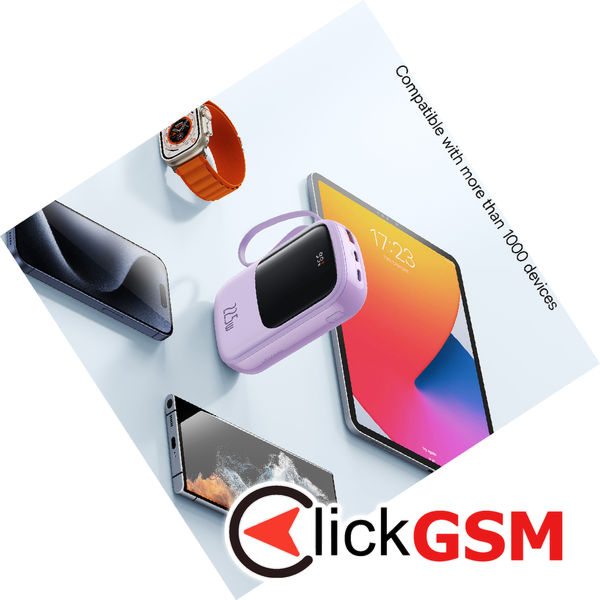 Baseus - Power Bank Qpow Pro+ (P10067103513-00) - Lightning, 2x Type-C, USB, 22.5W, 20000mAh, Cable Type-C - Purple