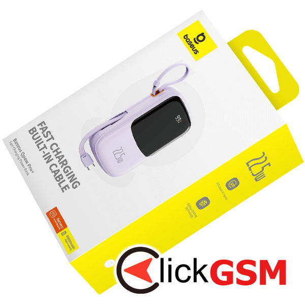 Baseus - Power Bank Qpow Pro+ (P10067103513-00) - Lightning, 2x Type-C, USB, 22.5W, 20000mAh, Cable Type-C - Purple